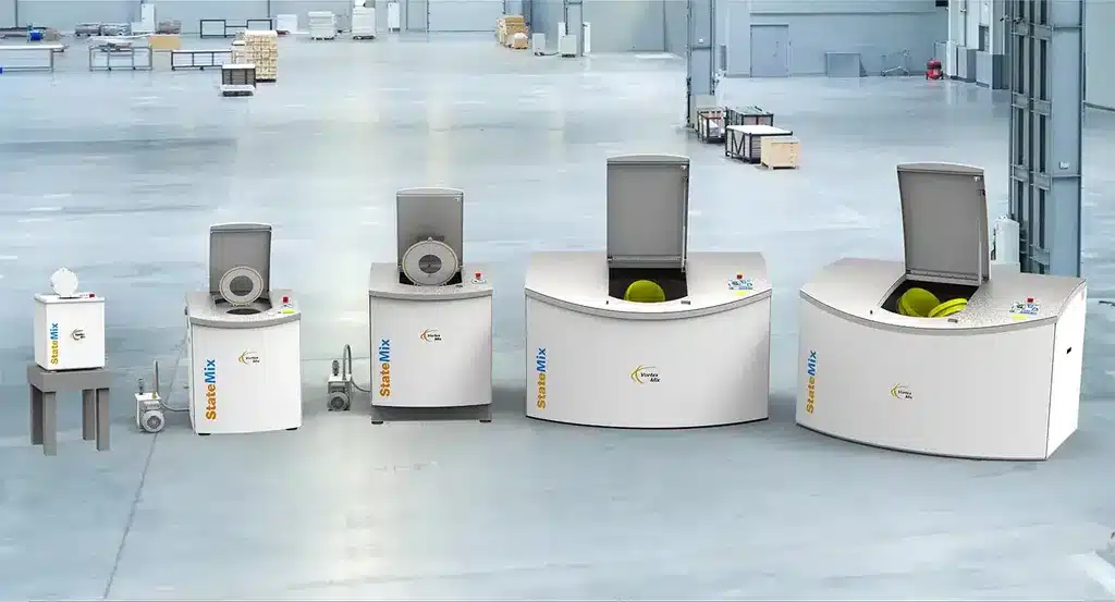 StateMix Vortex Mixer lineup of planetary centrifugal mixers, from the benchtop VM200 to the 20 kg VM20,000